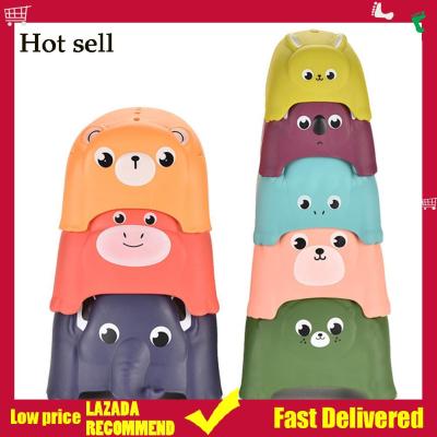 8 Pcs Cute Stacking Cups Cartoon Animal Nesting Cup Toys Baby Bath Toy Building Toy for Early Educational Development