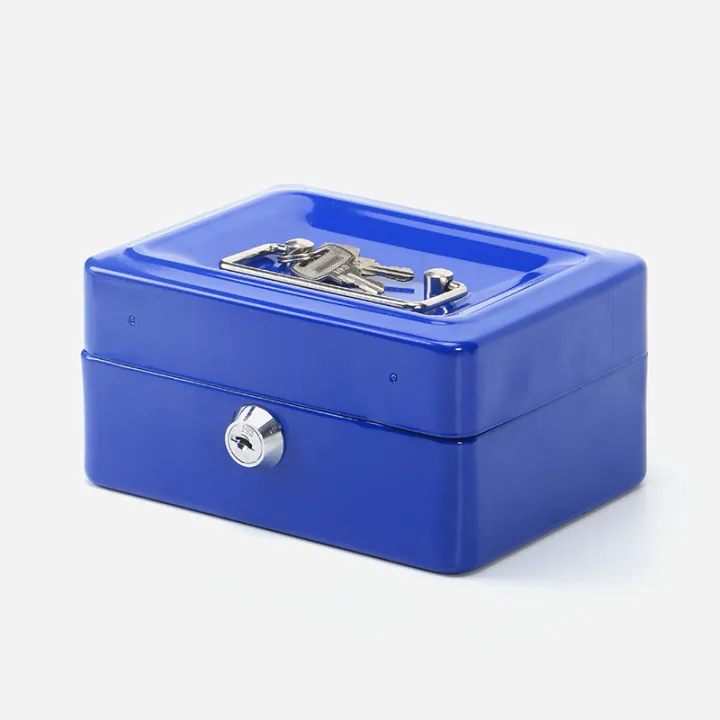 Portable Safe Lockable Cash Box Tiered Tray Money Drawer Safe Storage