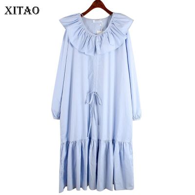 XITAO Dress Bandage  Ruffled Women Full Sleeve Dresses