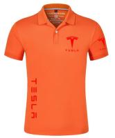 Summer Tesla car logo print POLO SHIRT