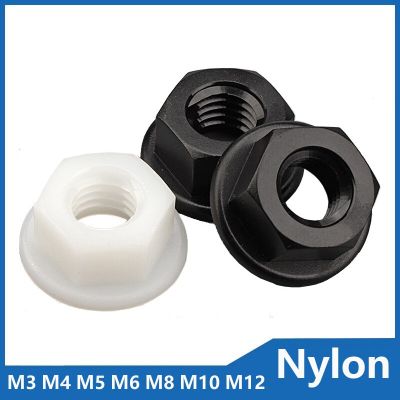 M3 M4 M5 M6 M8 M10 M12 Nylon Flange Nuts Hexagon Flange Nut for Heat/ Electricity Insulation Plastic Locking nut 10/ 20/ 50pcs Nails Screws Fasteners