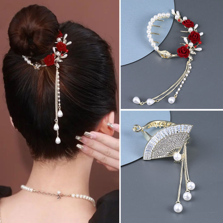 Hair Clip Hair Accessories Ball Hair Accessories Vintage Hair Clips Pearl Hair  Clips Rose Hairpin | Lazada