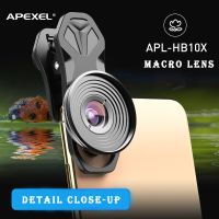 APEXEL 10X ซูเปอร์เลนส์ไมโครเลนส์โทรศัพท์มือถือ4K HD โทรศัพท์เลนส์กล้องถ่ายรูปสำหรับ Iphone 11 12 Samsung S9สมาร์ทโฟนทุกแบบ