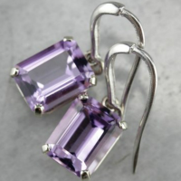 Romantic and Lovely 925 Standard Sterling Silver Amethyst Earrings Wedding Princess Love