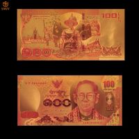 Thailand Colorful Gold Banknote 100 Baht Gold Foil Banknote in 24k Gold Plated Fake Currency Paper Money For Collection