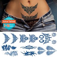 Juice Tatoo Totem ปีกรอยสักชั่วคราวกันน้ำสำหรับผู้ชายผู้หญิงลายสักปลอมสติ๊กเกอร์รอยสักสีฟ้า