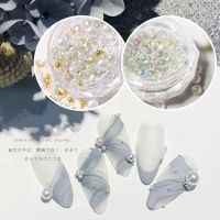 GUORE หลากสี 1 กล่อง ลูกบอล ขนาดผสม ไมโครแก้ว ลูกปัดคาเวียร์ เล็บไข่มุกจิ๋ว AB Crystal Rhinestones อุปกรณ์ตกแต่งเล็บ ทำเล็บ