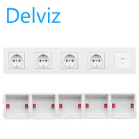 DELVIZ (EU) Cat6+EU++EU+EU+EU wall power socket, special socket for computer office, equipped with socket installation box.