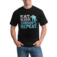 Eat Sleep Airsoft Repeat 100% Cotton Tee Man Out Wear Fashion Wild