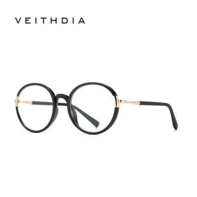 VEITHDIA แว่นตาป้องกันแสงสีฟ้าเรโทรสำหรับผู้หญิง,แว่นตาแฟชั่นกรอบทรงกลมแบบ TJ881ย้อนยุค
