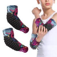 2PCS Youth Children Elbow Pads Sports Honeycomb Compression Elbow Pad Anti-Collision Arm Guard Basketball Tennis Protective Gear