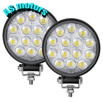 บาร์ไฟกลม14Led 2ชิ้น4.5นิ้ว42W 2500LM 6000K ไฟขับขี่สำหรับ SUV รถกะบะเอทีวีเรือ IP67กันน้ำ