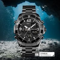 Moment the new double shows mens fashion watches waterproof big dial domineering noctilucent alarm sport watch --nb230710✜