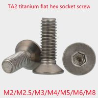 2-10pcs DIN7991 titanium screw m2 m2.5 M3 M4 M5 M6 m8 TA2 Flat hex  countersunk head machine screw Gr2 Fasteners