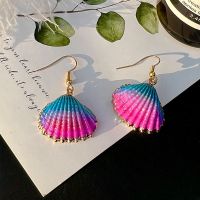 [COD] Cross-border new ZA alloy colorful shell earrings fashion exaggerated personality niche earhook spot wholesale