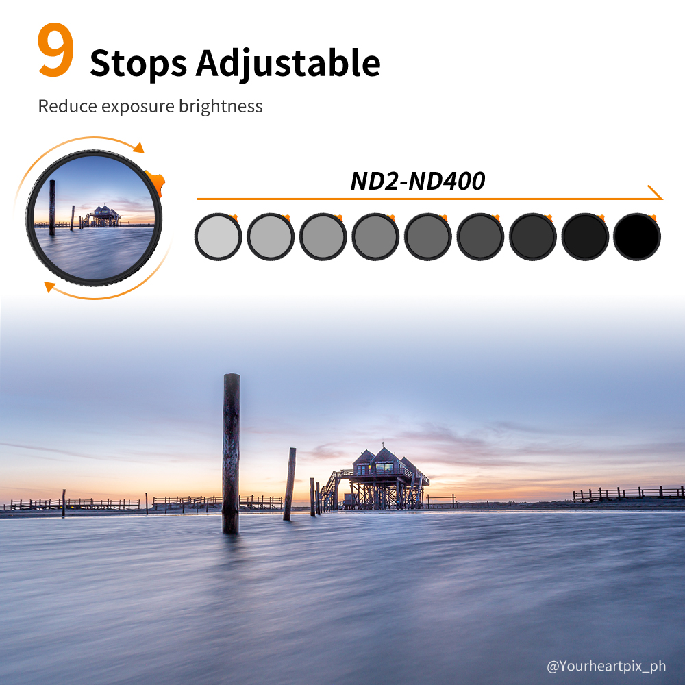 9 Stops with Putter HD 32 Multi-Layer Coated Janpanese Optical Glass Adjustable Neutral Density Filter for Camera Lens K&F Concept 82mm Variable ND Filter ND2-ND400 Nano-X II 