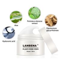 LANBENA B Lackhead Remover จมูกใบหน้าหน้ากากรูขุมขนแถบฉีกขาดสีดำหน้ากากปอกเปลือกสิวทำความสะอาดลึก U Ni ดูแลผิว30กรัม TSLM1