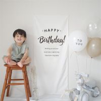 Ins Simple Birthday Happy Wall Background Hanging Cloth Children Baby Adult Birthday Party Tapestry Scene Photo Prop Decoration