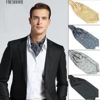 เฟรสโซบุรุษคลาสสิกที่มีสีสันซาตินจัดเลี้ยงงานแต่งงานเนคไท Cravat Ascot Tie