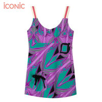 iCONiC PURPLE WALLPAPER TOP #5310 เสื้อผญ ผ้ายืด ลายกราฟฟิก สีม่วง ตัดต่อช่วงอก เสื้อแฟชั่น เสื้อผญแฟชั่น เสื้อไฮโซ เสื้อออกงาน เสื้อดอกไม้