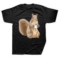 Funny Squirrel Coffee Cup T Shirts Summer Style Graphic Cotton Streetwear Short Sleeve Birthday Gifts T-shirt Mens Clothing