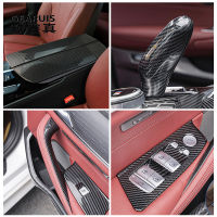 รถจัดแต่งทรงผมสำหรับ BMW 5 Series G30 G38คาร์บอนไฟเบอร์คอนโซลเกียร์ Shift Handle ปุ่มที่เท้าแขนประตูครอบคลุม Trim อุปกรณ์ตกแต่งภายใน