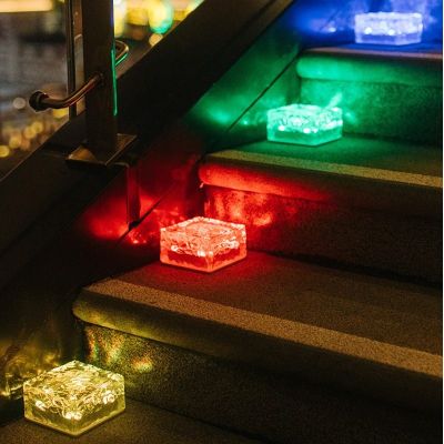 4/6LED Solar Brick Ice Cube Lights Waterproof Paver Landscape Path Lights Lamp for Garden Decoration Outdoor Christmas Lights
