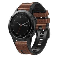 สำหรับซิลิโคน7X Garmin Fenix + สายนาฬิกาข้อมือหนังแบบปลดได้เร็ว (สีน้ำตาล)