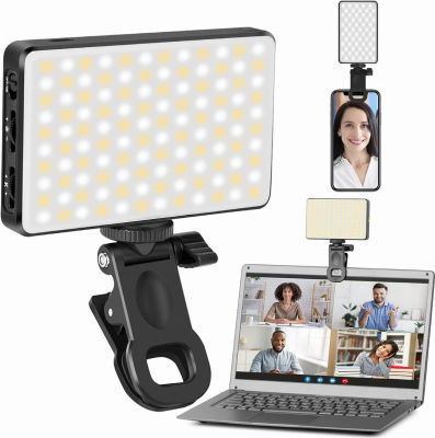 MORELOCO 120 LED Selfie Light High Power Rechargeable Clip Fill Video Light with Front &amp; Back Clip, 3000mAh, 3 Light Modes for Phone, iPhone, Android, iPad, Vlog, TikTok, Video Conference