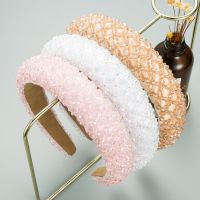 [COD] European and cross-border supply temperament pure handmade beaded crystal sponge wide-brimmed hair hoop baroque personality head wholesale