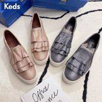 Keds รองเท้าโลฟเฟอร์ ส้นหนา หัวกลม แต่งระบาย สีเทา ระดับไฮเอนด์ เหมาะกับการเล่นกีฬา