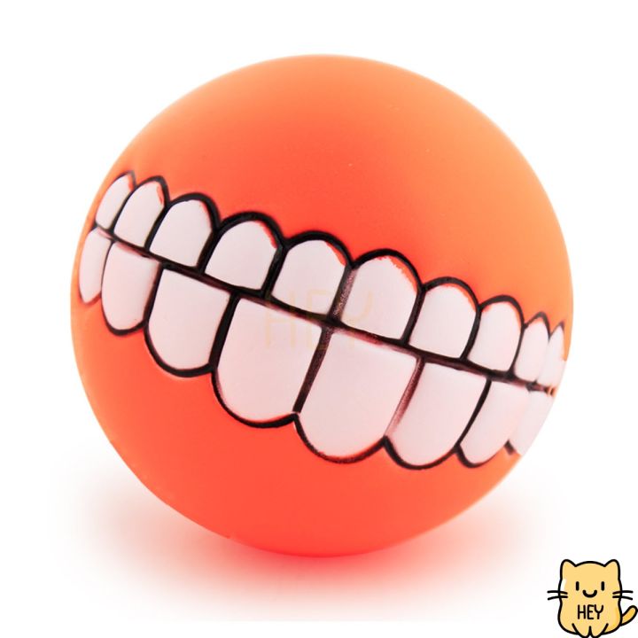 บอลยาง-บอลยิ้ม-ลายฟัน-บอลกัด-ลูกบอลยางกัด-ส่งแบบสุ่มสี-ของเล่นสุนัข