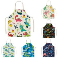 Cartoon Dinosaur Cute Apron for Children Kitchen Cooking Linen Soft Fabric Adults Children Bib Apron Cooking Accessories Aprons Aprons