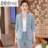 RYRYSTYLE 2023ใหม่กางเกงสูทมืออาชีพแขนยาวปานกลางสำหรับผู้หญิงเสื้อสูท88377สำหรับสัมภาษณ์