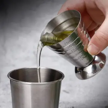 Stainless Steel Plain Peg Measure Shot Glass Cocktail Measure Jigger 30 &  60 ml