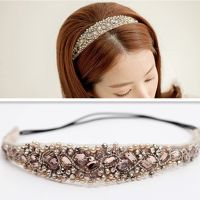 【YF】 Women Hair Accessories Fashion Headband Sweet Lace Faux Pearls Hairband Vintage Rhinestone Band Korea Headdress Ladies