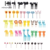 6/10/16pcs Farm Animal Fruit Fork Mini Toothpick Cartoon Children Snack Cake Dessert Pick Toothpick Lunches Party Decoration