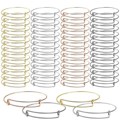 60 Pcs Expandable Bangle Bracelets Adjustable Wire Bracelets, Blank Bangles for DIY Jewelry Making