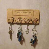 Wooden handicrafts Keyring Wooden Carvings Wall Hanging Keychains Cartoon Character Pendants Velcro Cecorations Key Chians
