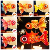 R3LRW0X พร้อมไฟ LED โคมไฟไหว้พระจันทร์ DIY งานทำมือ สไตล์จีนจีน KOI carp Fish Lantern เรโทร ที่ส่องสว่างส่องสว่าง อุปกรณ์ประกอบฉากการถ่ายภาพ