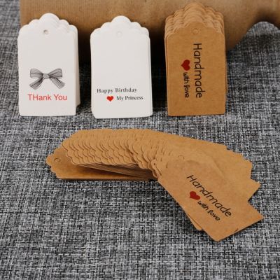 ✷✱ 100Pcs/lot DIY Kraft Paper Tags Scalloped Rectangle Christmas Wedding Favour Birthday Party Gift Card Label Blank Luggage Tags