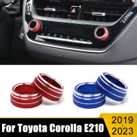 2PCS รถเครื่องปรับอากาศสวิทช์ลูกบิดแหวนอุปกรณ์ตกแต่งสำหรับ Toyota Corolla E210 2019 2020 2021 2022 2023 Hybrid