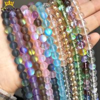 6 8 10mm Smooth Austria Crystal Glitter Moonstone Glass Beads Round Loose Beads For DIY Jewelry Making Bracelet Accessories 15