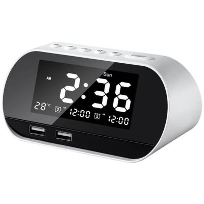 【Worth-Buy】 นาฬิกาปลุกนาฬิกาปลุกดิจิตอล Led สำหรับห้องนอนวิทยุนาฬิกามีวิทยุ Fm ที่หรี่พอร์ต Usb สำหรับคู่จับเวลาการนอนหลับแบบเลื่อนปลุก