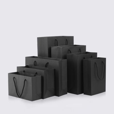10pcs / black paper bag gift Festival wrapping paper bag kraft paper party gift bag support custom 1 color simple logo
