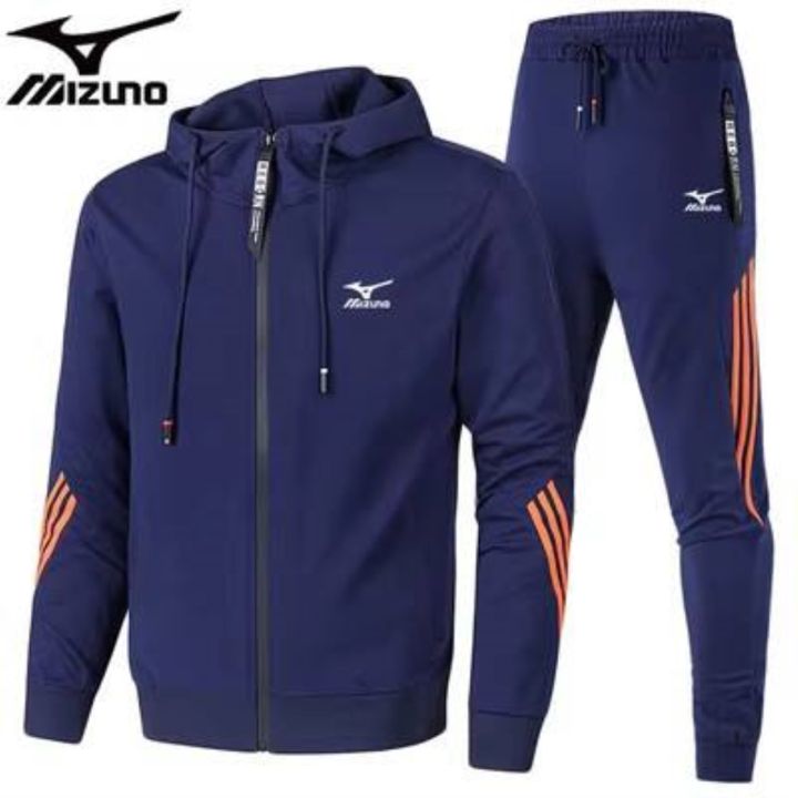 และmizuno-เสื้อโค้ตออกกำลังกายวิ่งออกกำลังกายสำหรับผู้ชายช่วงฤดูใบไม้ผลิและฤดูใบไม้ร่วงเหมาะกับหมวกขนแกะการเคลื่อนไหวรหัสใหญ่ผ้ากำมะหยี่คอตตอน