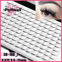 PETINAIL SKONHED 12เส้น3D ~ 10D ของผู้หญิงแฟชั่นยาวโค้งกึ่งถาวรแฟนตัวต่อขนตาขนตาปลอม0.07ความหนา