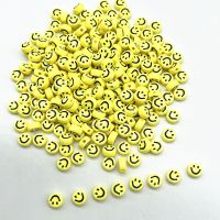 100pcs 7x4mm Yellow Smiling Face Letter Acrylic Loose Spacer Beads for Jewelry Making DIY Bracelet Accessories