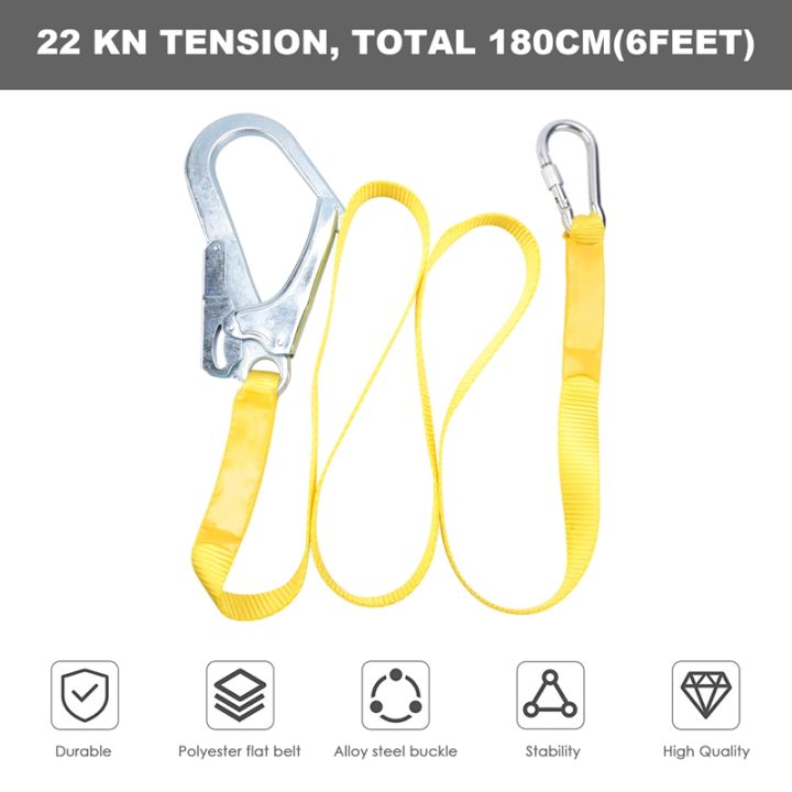 safety-lanyard-outdoor-climbing-harness-belt-lanyard-fall-protection-rope-with-large-snap-hooks-carabineer