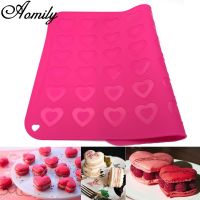 Aomily 40*30cm Macaron 42 Heart Shaped Silicone Dough Mat Bakeware Pastry Oven Pasta Baking Sheet Tray Liner Mat Cake Pad Bread Cake  Cookie Accessori